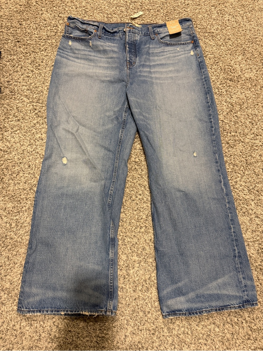 Madewell Light Blue Wide-Leg Jeans - Distressed Flare
